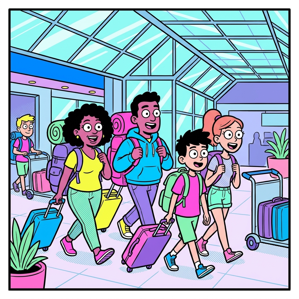 Incheon Airport's arrival hall is packed with tourists from all over the globe.